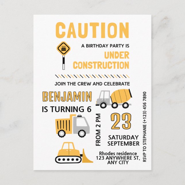 Carte Postale Fête d'anniversaire de construction (Devant)