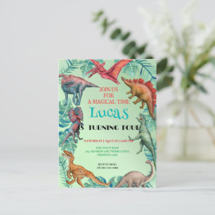 Carte Postale Fête d'anniversaire de dinosaure mignon jungle Enf