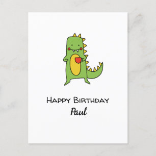 Carte Postale fête d'anniversaire de dinosaure pour garçons pers