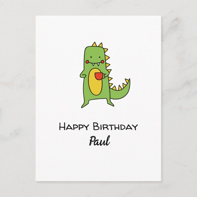 Carte Postale fête d'anniversaire de dinosaure pour garçons pers (Devant)