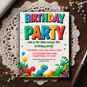 Carte Postale Fête d'anniversaire de dinosaures pour enfants ple