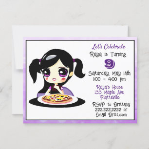 Carte Postale Fête d'anniversaire de fille de jeu d'animé Pizza