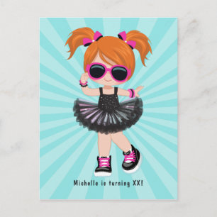 Carte Postale Fête d'anniversaire de fille tutu Cool Hip Hop Rap