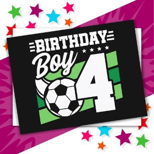 Carte Postale Fête d'anniversaire de football de 4 ans pour garç