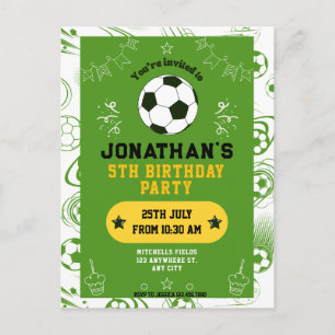 Carte Postale Fête d'anniversaire de football pour enfants