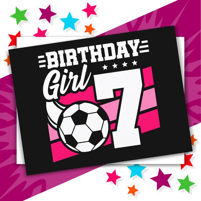 Carte Postale Fête d'anniversaire de football pour fille de 7 an (Créateur téléchargé)