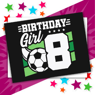 Carte Postale Fête d'anniversaire de football pour fille de 8 an