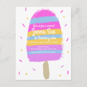 Carte Postale Fête d'anniversaire de glace peinte à la main avec