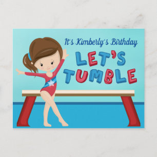 Carte Postale Fête d'anniversaire de gymnastique pour filles All
