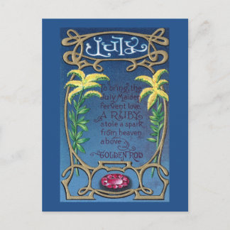 Carte Postale Fête d'anniversaire de juillet Rubis et Goldenrod