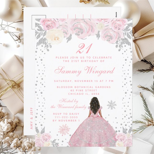 Carte Postale Fête d'anniversaire de la princesse à la peau fonc (Créateur téléchargé)