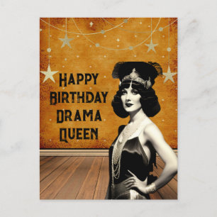 Carte Postale Fête d'anniversaire de la reine du drame vintage d