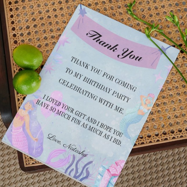 Carte Postale Fête d'anniversaire de la Sirène Bleue || merci an (Créateur téléchargé)