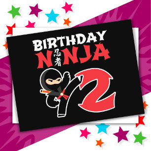 Carte Postale Fête d'anniversaire de ninja de karaté de 2 ans po