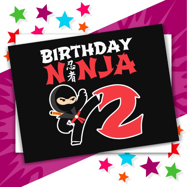 Carte Postale Fête d'anniversaire de ninja de karaté de 2 ans po (Créateur téléchargé)