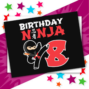 Carte Postale Fête d'anniversaire de ninja de karaté de 8 ans po