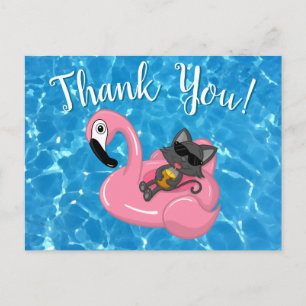 Carte Postale Fête d'anniversaire de piscine Flamant Rose Enfant