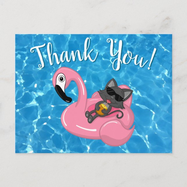 Carte Postale Fête d'anniversaire de piscine Flamant Rose Enfant (Devant)