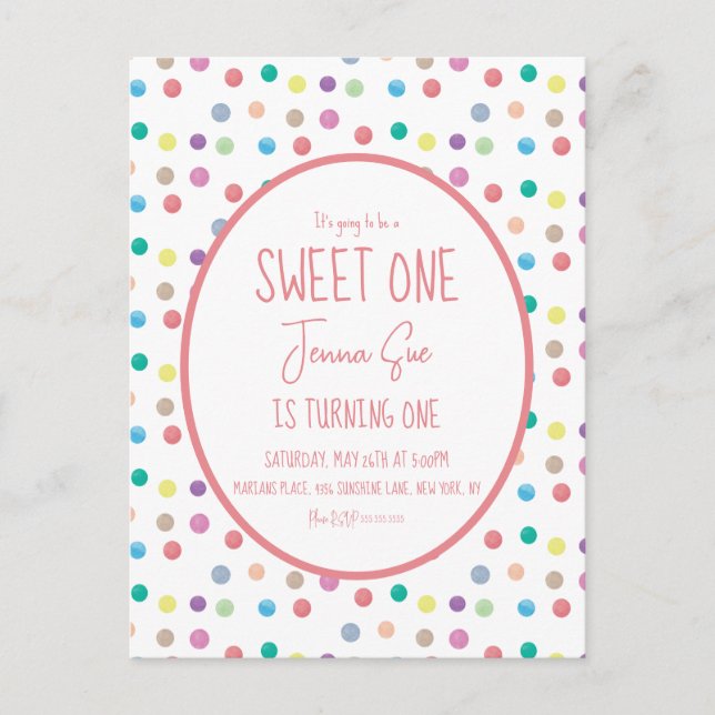 Carte Postale Fête d'anniversaire de premier anniversaire à poin (Devant)