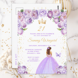 Carte Postale Fête d'anniversaire de princesse aux cheveux bruns