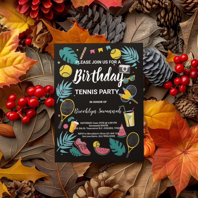 Carte Postale Fête d'anniversaire de tennis Splash d'été (Créateur téléchargé)