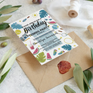 Carte Postale Fête d'anniversaire de tennis Summer Splash