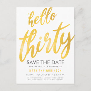Carte Postale Fête d'anniversaire de trente ans Or Blanc Sauvega