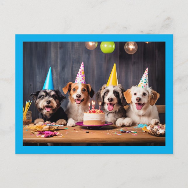 Carte Postale Fête d'anniversaire des chiens (Devant)