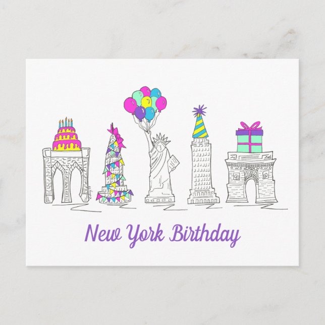 Carte Postale Fête d'anniversaire des monuments de New York City (Devant)