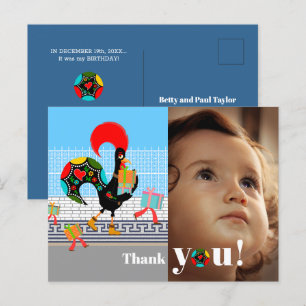 Carte Postale Fête d'anniversaire du Coq portugais Merci