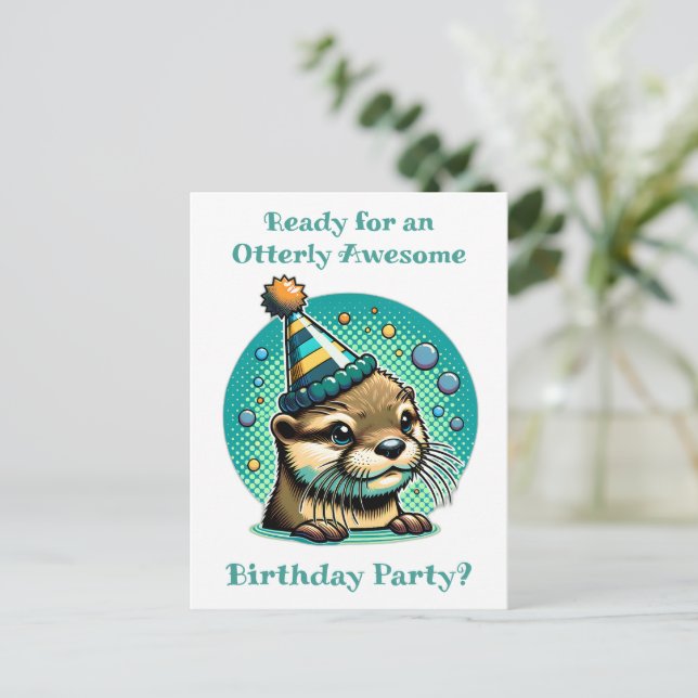Carte Postale Fête d'anniversaire du garçon à thème Otter (Debout devant)
