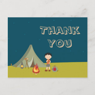 Carte Postale Fête d'anniversaire du garçon de camping merci car