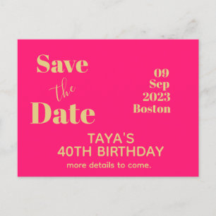 Carte Postale Fête d'anniversaire en or rose Enregistrez la dat