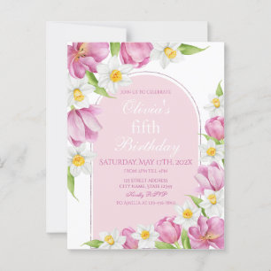 Carte Postale Fête d'anniversaire enfant Fleur Colorée Printaniè