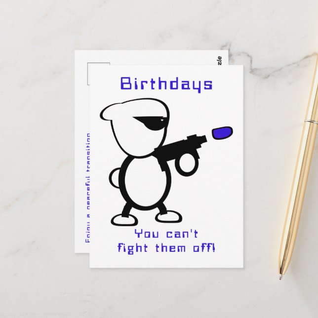 Carte Postale Fête d'anniversaire extraterrestre (Devant/Arrière en situation)