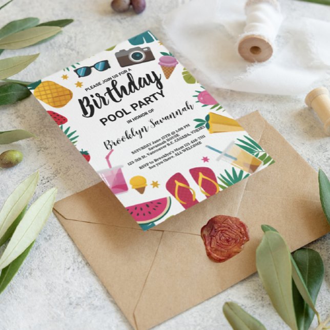 Carte Postale Fête d'anniversaire extravagante au Splash d'été d (Créateur téléchargé)