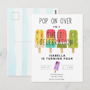 Carte Postale Fête d'anniversaire glace pop été