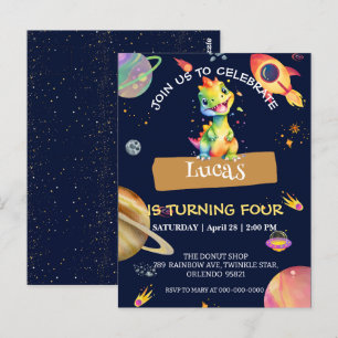 Carte Postale Fête d'anniversaire licorne dinosaure arc-en-ciel 