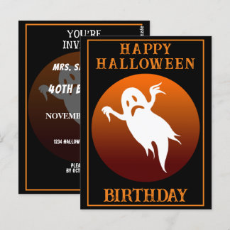 CARTE POSTALE FÊTE D'ANNIVERSAIRE PERSONNALISÉE GHOST HALLOWEEN