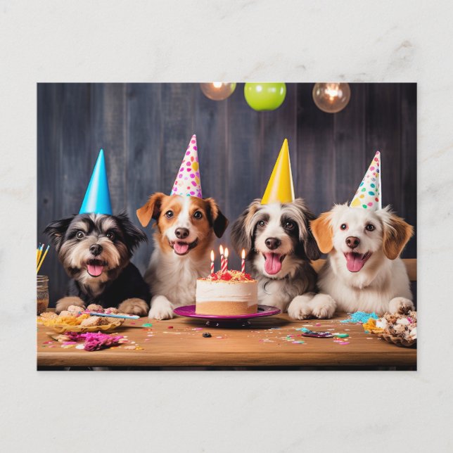 Carte Postale Fête d'anniversaire pour chiens (Devant)