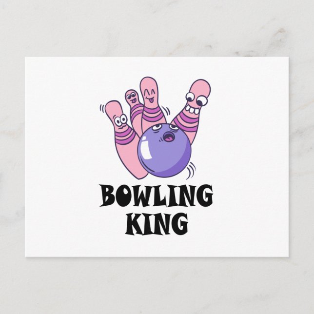 Carte Postale Fête d'anniversaire pour enfants Bowling King (Devant)