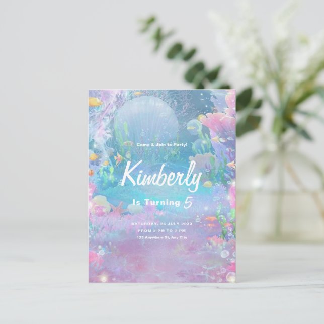 Carte Postale Fête d'anniversaire sirène pour filles, Fête de fi (Debout devant)