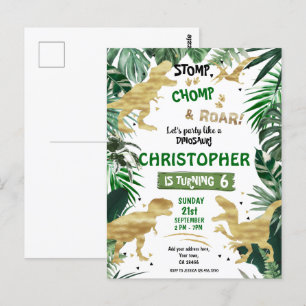 Carte Postale Fête d'anniversaire sur le thème des dinosaures