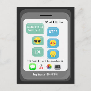 Carte Postale Fête d'anniversaire sur le thème des Emoji