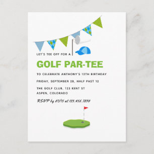 Carte Postale Fête d'anniversaire sur le thème du golf
