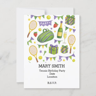 Carte Postale Fête d'anniversaire TENNIS avec raquette et champa