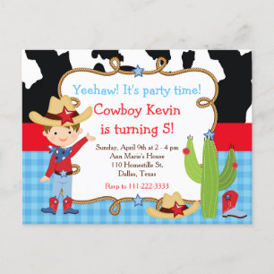 Carte Postale Fête d'anniversaire western cowboy brunette