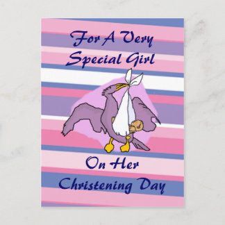 Carte Postale Fête de baptême de l'oiseau des filles