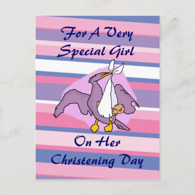 Carte Postale Fête de baptême de l'oiseau des filles (Devant)