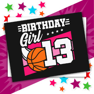 Carte Postale Fête de basket-ball 13 ans Fille 13e anniversaire